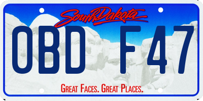 SD license plate 0BDF47