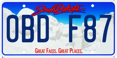 SD license plate 0BDF87