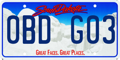SD license plate 0BDG03