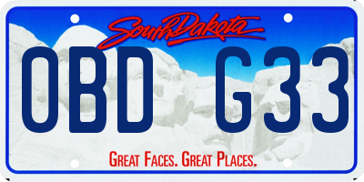 SD license plate 0BDG33