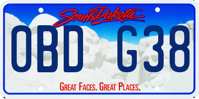 SD license plate 0BDG38