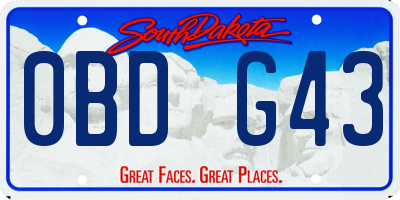 SD license plate 0BDG43
