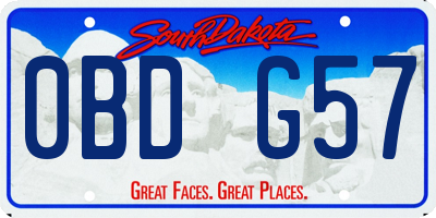 SD license plate 0BDG57