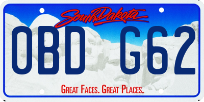 SD license plate 0BDG62