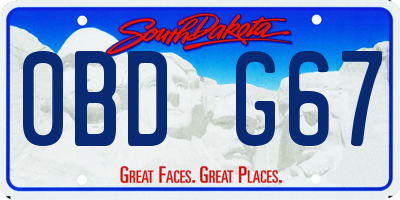SD license plate 0BDG67