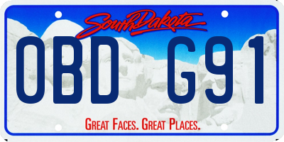 SD license plate 0BDG91