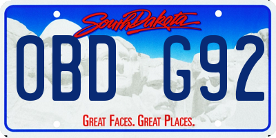 SD license plate 0BDG92