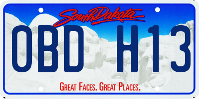 SD license plate 0BDH13