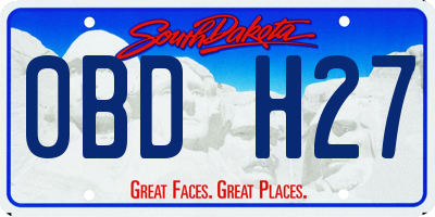 SD license plate 0BDH27