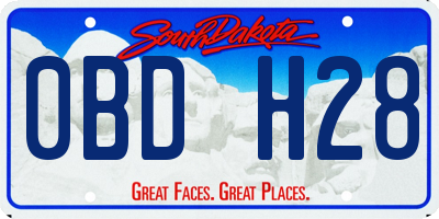SD license plate 0BDH28