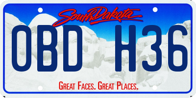 SD license plate 0BDH36