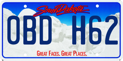 SD license plate 0BDH62