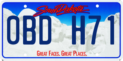 SD license plate 0BDH71