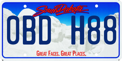 SD license plate 0BDH88