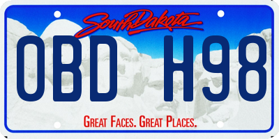 SD license plate 0BDH98