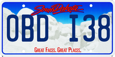 SD license plate 0BDI38