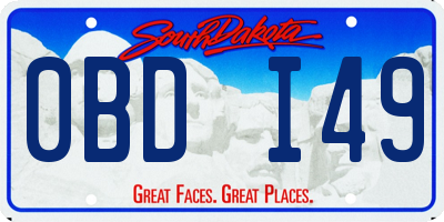 SD license plate 0BDI49