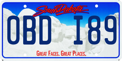 SD license plate 0BDI89
