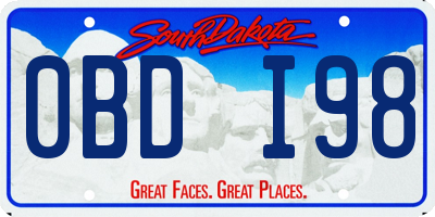 SD license plate 0BDI98