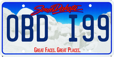 SD license plate 0BDI99