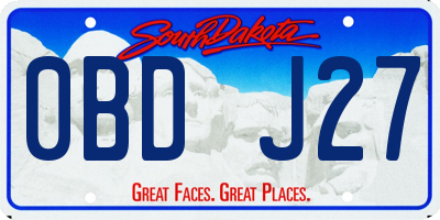SD license plate 0BDJ27