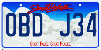 SD license plate 0BDJ34