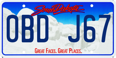 SD license plate 0BDJ67