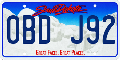 SD license plate 0BDJ92