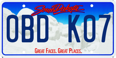 SD license plate 0BDK07