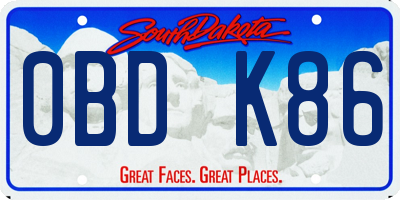 SD license plate 0BDK86
