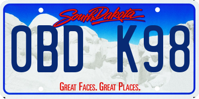SD license plate 0BDK98