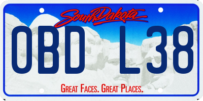 SD license plate 0BDL38