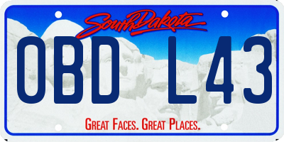 SD license plate 0BDL43