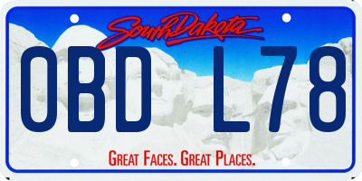 SD license plate 0BDL78