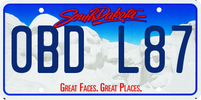 SD license plate 0BDL87
