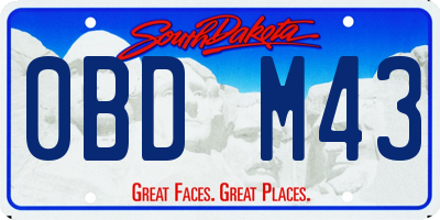 SD license plate 0BDM43