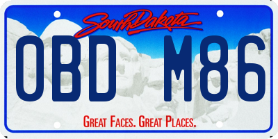 SD license plate 0BDM86