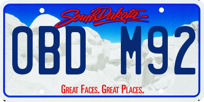 SD license plate 0BDM92