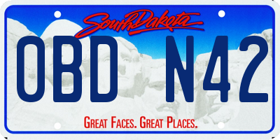 SD license plate 0BDN42