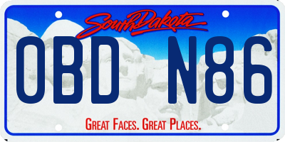 SD license plate 0BDN86