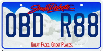 SD license plate 0BDR88