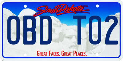 SD license plate 0BDT02