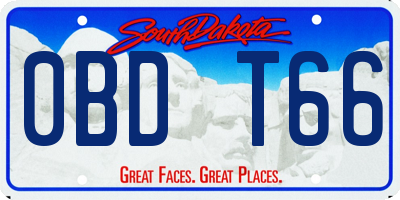 SD license plate 0BDT66