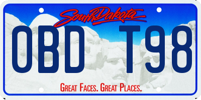 SD license plate 0BDT98