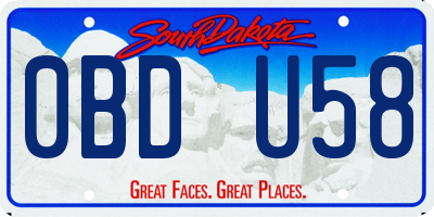 SD license plate 0BDU58