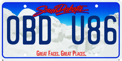 SD license plate 0BDU86