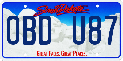 SD license plate 0BDU87