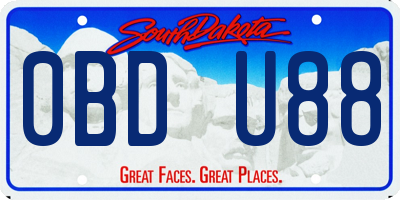 SD license plate 0BDU88