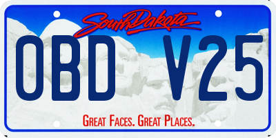 SD license plate 0BDV25