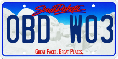 SD license plate 0BDW03